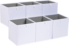 Carica l'immagine nel visualizzatore di Gallery, Amazon Basics Cubi portaoggetti ripiegabili, in tessuto, confezione da 6, colore bianco, dimensione: 26,7 x 26,7 x 28 cm