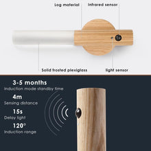 Carica l'immagine nel visualizzatore di Gallery, Luci notturne con sensore di movimento, sensore magnetico per corridoio, applique da parete in legno, luce LED portatile