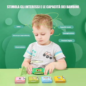 Talking Flash Cards Schede Flash Cards Parlanti Flash Cards Flash Cards Bambini Giocattoli Educativi per Bambini 3+ Anni Autismo Giochi Regali di Compleanno Giochi Montessori(Verde Italiano)