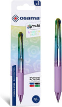Carica l'immagine nel visualizzatore di Gallery, OSAMA 4 Multi Rainbow Pastel - Penna Multicolore a Sfera 1.0 mm, Penne Colorate 4 Colori Personalizzate Arcobaleno Inchiostro Nero Blu Rosso e Verde, Cancelleria Scuola Ufficio Università e Cartoleria