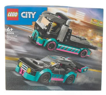Carica l&#39;immagine nel visualizzatore di Gallery, LEGO City Auto da Corsa e Trasportatore, Macchina e Camion Giocattolo per Bambini e Bambine da 6 Anni, Veicolo da Costruire con Rampa Funzionante, Minifigure del Pilota e del Camionista 60406