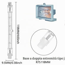 Carica l'immagine nel visualizzatore di Gallery, Tubo alogeno HaloLine, base R7S, lampada alogena T3, 230V, 230W = 300W, 118 mm, bianco caldo - 2800K (5 pezzi)
