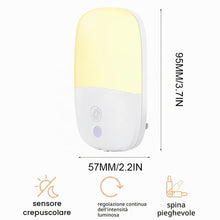 Carica l'immagine nel visualizzatore di Gallery, [1 Pezzi] Luce Notturna con Sensore Crepuscolare, 5 Livelli di Luminosità Regolabili, ON/OFF/AUTO Modalità, 3000K Bianco