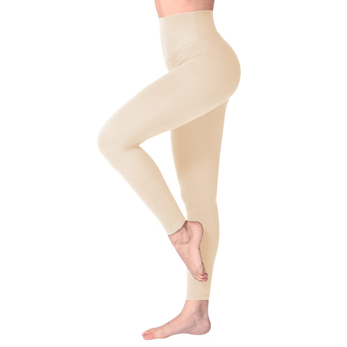 SINOPHANT Leggins Vita Alta Donna, Leggings Donna Fitness Pantaloni Yoga Controllo della Pancia Opaco Elastici Morbido per Sportivi o Casual,S-M,Beige