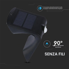 Carica l'immagine nel visualizzatore di Gallery, Lampada da Muro LED 1.5W, con Pannello Solare e Sensore, Nera