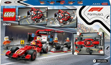 Carica l'immagine nel visualizzatore di Gallery, LEGO City Pit Stop e Meccanici con Monoposto Ferrari F1 - Kit Officina da Costruire con Macchina Giocattolo, Minifigure e Accessori, Giochi per Bambini da 6 Anni Fan delle Auto da Corsa Sportive 60443