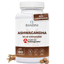 Carica l'immagine nel visualizzatore di Gallery, Bandini® Ashwagandha KSM-66® 180 Compresse (+6 Mesi) Withania Somnifera