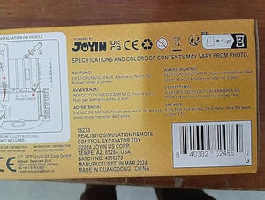 JOYIN Escavatore Telecomandato per Ragazzi e Ragazze di età Superiore a 3 anni, Camion Escavatore per Trattore, Macchinine RC da 2,4 GHz con Luce e Suono, Regalo Compleanno Giocattolo da Costruzione
