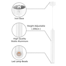 Carica l'immagine nel visualizzatore di Gallery, HOTUT LED Lungo Lampada A Sospensione, 2 Pezzi Lampada a Sospensione Comodino Camera da Letto 30cm a cilindro Bianco Per