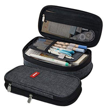 Carica l&#39;immagine nel visualizzatore di Gallery, Coolzon Zaino scolastico espandibile, astuccio di grande capacità, astuccio per matite, astuccio per cancelleria, borsa per trucchi, per ragazze, ragazzi, studenti, bambini e adulti, Grigio, Borsa
