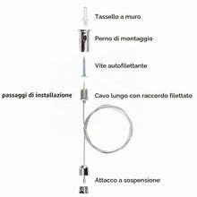 Carica l'immagine nel visualizzatore di Gallery, 4 Pezzi Kit Sospensione Pannello LED Cavo Acciaio 1M