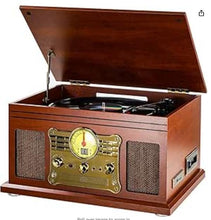 Carica l'immagine nel visualizzatore di Gallery, Mersoco Giradischi Vinile Bluetooth con altoparlanti stereo, Convertitore LP da vinile a MP3 con CD, lettore di cassette, radio FM, Aux in e prese per cuffie