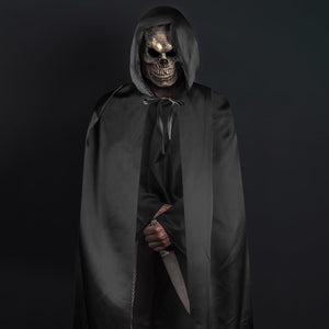 Aomig Mantello di Nero, Mantello Halloween con Cappuccio Lungo Capo Costume, Mantello da Vampiro per Bambino di Travestimento, Halloween, Feste in Famiglia,100cm