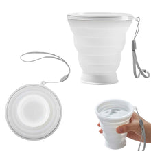 Carica l'immagine nel visualizzatore di Gallery, 320 Ml Bicchiere Portatile Pieghevole Da Viaggio Con Coperchio In Plastica, Bicchiere Pieghevole In Silicone Senza Bpa ，