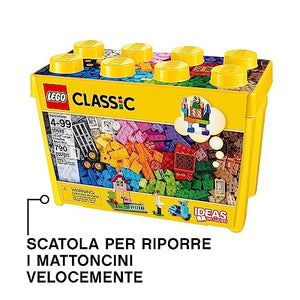 LEGO Classic Scatola Mattoncini Creativi Grande, Set per Costruire Macchina Fotografica, Vespa e Ruspa Giocattolo, Giochi per Bambini e Bambine da 4 Anni, Contenitore Idee Creative, Idea Regalo 10698