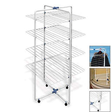 Carica l'immagine nel visualizzatore di Gallery, Gimi Vip 3 Stendibiancheria da Pavimento, Stendino a Torre, Verticale, 3 Ripiani, Spazio di Stenditura 30 m, con Ruote, Acciaio, 71 x 71 x 131 cm