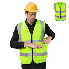 Carica l'immagine nel visualizzatore di Gallery, Adiwo Gilet di Sicurezza Riflettente, Alta Visibilità Giacca da Lavoro Riflettente con Tasche e Cerniera per Lavori all'