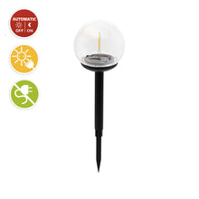 Carica l'immagine nel visualizzatore di Gallery, Velamp Joy Picchetto Solare LED Ø10 cm – Luce Calda 3000 K Effetto Filamento, IP44, Ricarica Automatica, Struttura Nera 