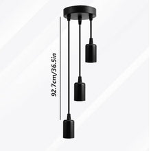 Carica l'immagine nel visualizzatore di Gallery, Lampadario a sospensione a 3 teste: lampada a sospensione nera vintage, 3 luci, attacco E27, lampada da soffitto regolab