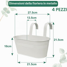 Carica l'immagine nel visualizzatore di Gallery, LATERN 4 Pezzi Vasi da Fiori D'attaccatura del Metallo, 27,5CM Vasi per Piante Grandi Secchio per Fiori Sospeso con Ganc