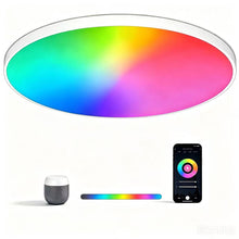 Carica l'immagine nel visualizzatore di Gallery, Plafoniera LED Soffitto, Colore RGB Plafoniere, Regolabile 2700K-6500K Dimmerabile, 24W 2400LM Luce Intelligente Compati
