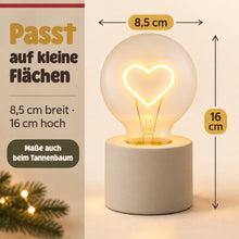 Carica l'immagine nel visualizzatore di Gallery, MIJOMA Lampada da tavolo a LED con lampadina, luce d'atmosfera con base in cemento, funzionamento a batteria, luce decor