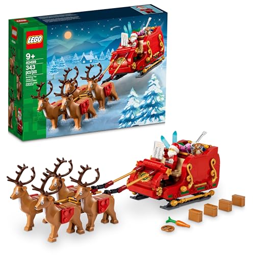 LEGO Slitta di Babbo Natale Giocattolo, Set di Giochi Creativi per Bambini e Bambine da 9 Anni in su con Minifigure, Renne, Chitarra, Orsacchiotto e Sci, Idea Regalo Natalizia, Decorazione Casa 40499