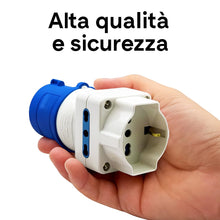 Carica l'immagine nel visualizzatore di Gallery, Adattatore Industriale CEE Blu 2P+T 16A 250V con Presa Schuko