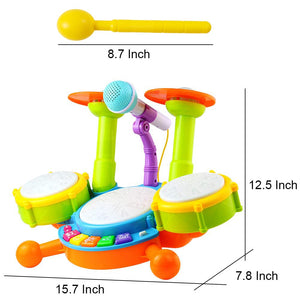 Tamburo Giochi Bambini 1 Anno - Strumenti Musicali Giocattoli Bambino 1 2 Anno Batteria Bambini Elettronico con Filastrocche Neonati Idea Natale Regalo Gioco Bambino Bimba 1 2 Anno Anni