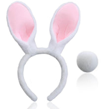 Carica l'immagine nel visualizzatore di Gallery, Accessori Coniglio Costume 2 Pezzi Orecchie e Coda da Coniglio Cerchietto con Orecchie da Coniglio Cosplay per Pasqua, F