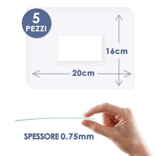 Carica l'immagine nel visualizzatore di Gallery, 5 Salvaparete trasparente ad incastro. Salva muro in plastica trasparente spessore 0,75mm dimensioni 20x16cm per placche
