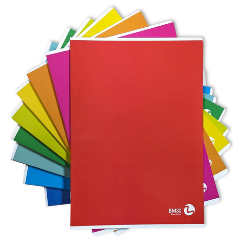 BM BeMore - Color Basic 0110604 - Quaderno Formato A4 - Rigatura 4 mm con Quadretti 4 mm - Carta 80g/mq – 9 Colori Assortiti - Confezione da 10 pezzi