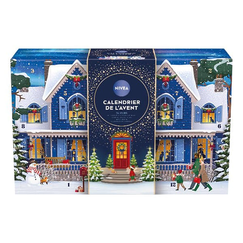 NIVEA - Calendario dell'Avvento Donna Edizione 2025 - Cofanetto regalo di bellezza - Cura del viso, corpo e labbra + Accessori - 24 finestre a sorpresa - 1 pz