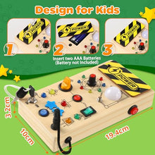 Carica l'immagine nel visualizzatore di Gallery, Ophy Giochi Montessori Busy Board 1 Anno, Bambini Giochi in Legno, Montessori Sensoriale con 9 Interruttori 16 Luci a LED, Giochi Educativi Giocattolo per Bambini 2 3 4 Anni