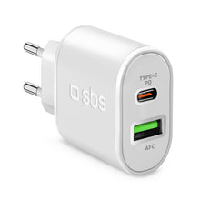 Carica l'immagine nel visualizzatore di Gallery, SBS caricabatterie da parete 20W a ricarica ultra rapida power delivery, con 1 porta USB-C e 1 USB, caricatore da muro p
