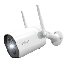 Carica l&#39;immagine nel visualizzatore di Gallery, ieGeek 2K Telecamera Wi-Fi Interno/Esterno Senza Fili a Batteria, Videocamera di Sorveglianza a Faretti con Visione Notturna a Colori, Allarme con Rilevazione PIR, Sirena,Audio a 2 Vie,IP65