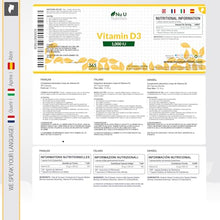 Carica l'immagine nel visualizzatore di Gallery, Vitamina D3 1000UI - 365 Capsule Softgel - 1 Anno di Scorta - Integratore di Vitamina D - Colecalciferolo ad Alta Biodisponibilità - Facili da Deglutire - Nu U Nutrition