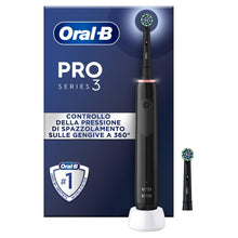 Carica l'immagine nel visualizzatore di Gallery, Oral-B Spazzolino Elettrico Ricaricabile Pro 3 3000, Sensore di Pressione Luminoso, Batteria a Lunga Durata, 2 Testine Cross Action, 1 Spazzolino Elettrico, Nero, Idea Regalo