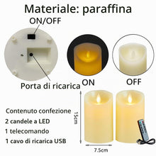 Carica l'immagine nel visualizzatore di Gallery, Lonkenn Candele LED ricaricabili Pack 2 - USB effetto fiamma telecomando, decorazione matrimonio Natale, dimmerabile-15 