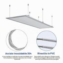 Carica l'immagine nel visualizzatore di Gallery, 4 Pezzi Kit Sospensione Pannello LED Cavo Acciaio 1M