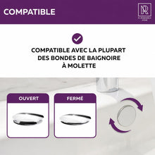 Carica l'immagine nel visualizzatore di Gallery, M. ROSENFELD HOME Tappo Vasca Universale Ø 72 Premium, Tappo per Vasca da Bagno in Ottone con Doppia Guarnizione, Chiusu
