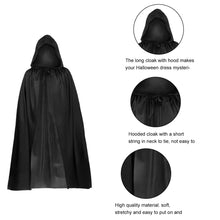 Carica l'immagine nel visualizzatore di Gallery, Zeayebsr 1pc Costume da strega con cappuccio nero di Halloween, travestimento da strega, accessori cosplay per adulti e bambini per riunioni di famiglia