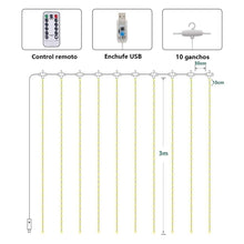 Carica l'immagine nel visualizzatore di Gallery, SUNNOW Tenda Luminosa,300 LED 300 * 300cm 8 Modalità Impermeabile Tenda Luci LED con Telecomando,Luci Fatate per Tende,Catene luminose per Natale,Matrimoni,Camere da letto,Finestre,Interni,Esterni