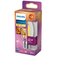 Carica l'immagine nel visualizzatore di Gallery, PHILIPS LED Lampadina Candle &amp; Lustre, Oliva, Filamento, WarmGlow, 3.4-40W, Dimmerabile, E14, 1 pezzo