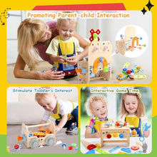 Carica l&#39;immagine nel visualizzatore di Gallery, Cassetta Attrezzi Bambini Giochi in Legno Giochi Bambini 2 Anni, Banco da Lavoro, Costruzioni per Bambini Giochi Interattivi Educativi Regalo Bimbo 2 3 4 Anni Attrezzi Giocattolo Bambini (52 Pezzi)