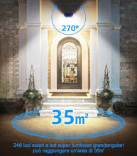 Carica l&#39;immagine nel visualizzatore di Gallery, Luci LED Esterno Giardino Solare - 248 LED Luce Esterno con Pannello Solari con Sensore da Movimento 3 Modos 270° Illuminazione Lampada Solare da Esterno IP65 Impermeabile per Parete Garage