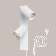 Carica l'immagine nel visualizzatore di Gallery, Applique da Parete con Spina e Cavo 2 Luci GU10 Interno, Bianco