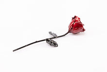 Carica l'immagine nel visualizzatore di Gallery, Forging Art Bcn Rosa Eterna in Ferro Forgiato a Mano con Piedistallo (Rosso/Nero)