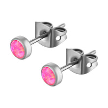 Carica l'immagine nel visualizzatore di Gallery, Artskin Orecchini con opale in titanio G23 per donna Orecchini con pietra portafortuna ipoallergenici per orecchie sensibili Gioielli di moda (7mm, Hot Pink)