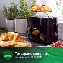Carica l'immagine nel visualizzatore di Gallery, Philips Daily Collection Tostapane - 8 impostazioni, 2 fette, Griglia scaldapanini integrata, Fessura Ampia, 2 Grandi Fessure, Vassoio raccoglibriciole rimovibile, Nero (HD2581/90)